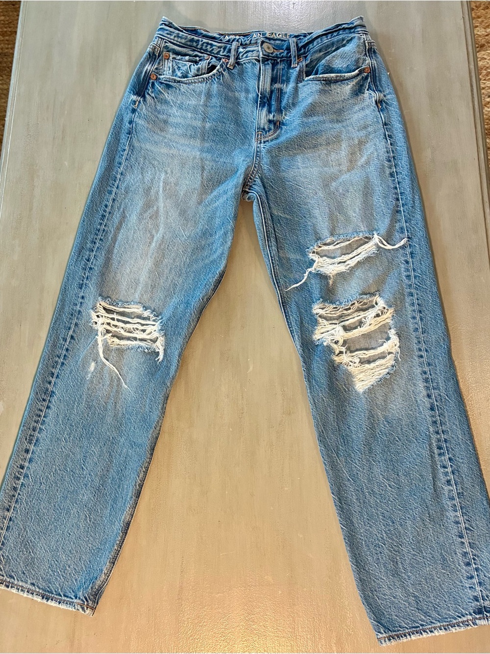 American Eagle Outfitters Light Blue Distressed Boyfriend Jeans